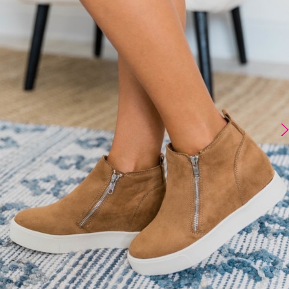 Soda Zipped Wedge Sneaker, Size 9